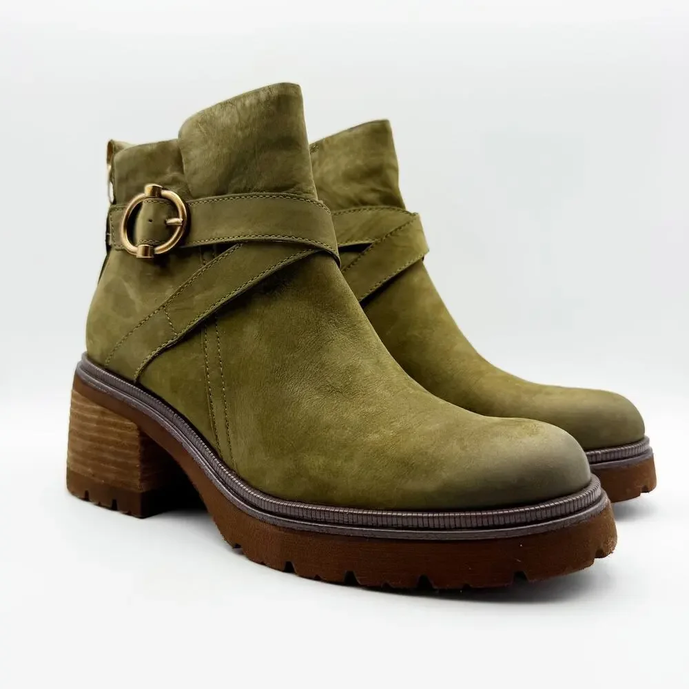 Sofft Womens Jenine Moto Ankle Boots Size US 11 Green Leather Block Heel NIB